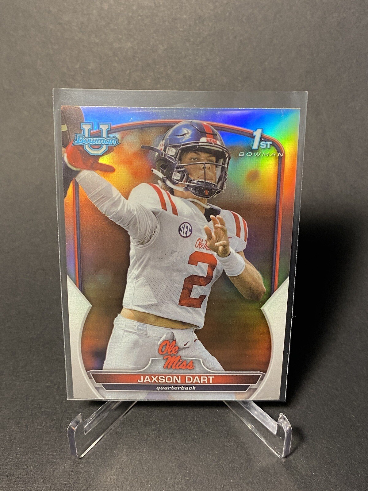2022 Bowman Chrome U 1st Bowman Refractor Jaxson Dart Ole Miss RC