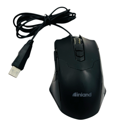 Inland Mouse 2 Button & Scroll Wheel USB Optical Mouse Black Preowned KC-01 - Picture 2 of 8
