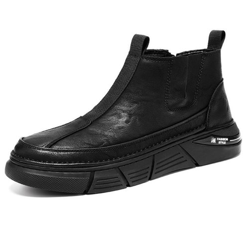 Mens Thick-Soled Side Zip Ankle Boots Chelsea Boots High Top Brouge Tooling Shoe - Picture 7 of 9