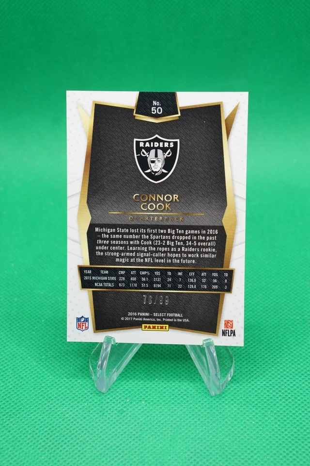 2016 Select Base Concourse Red Prizm SP /99 #50 Connor Cook Oakland Raiders TU1 - Image 2 of 2