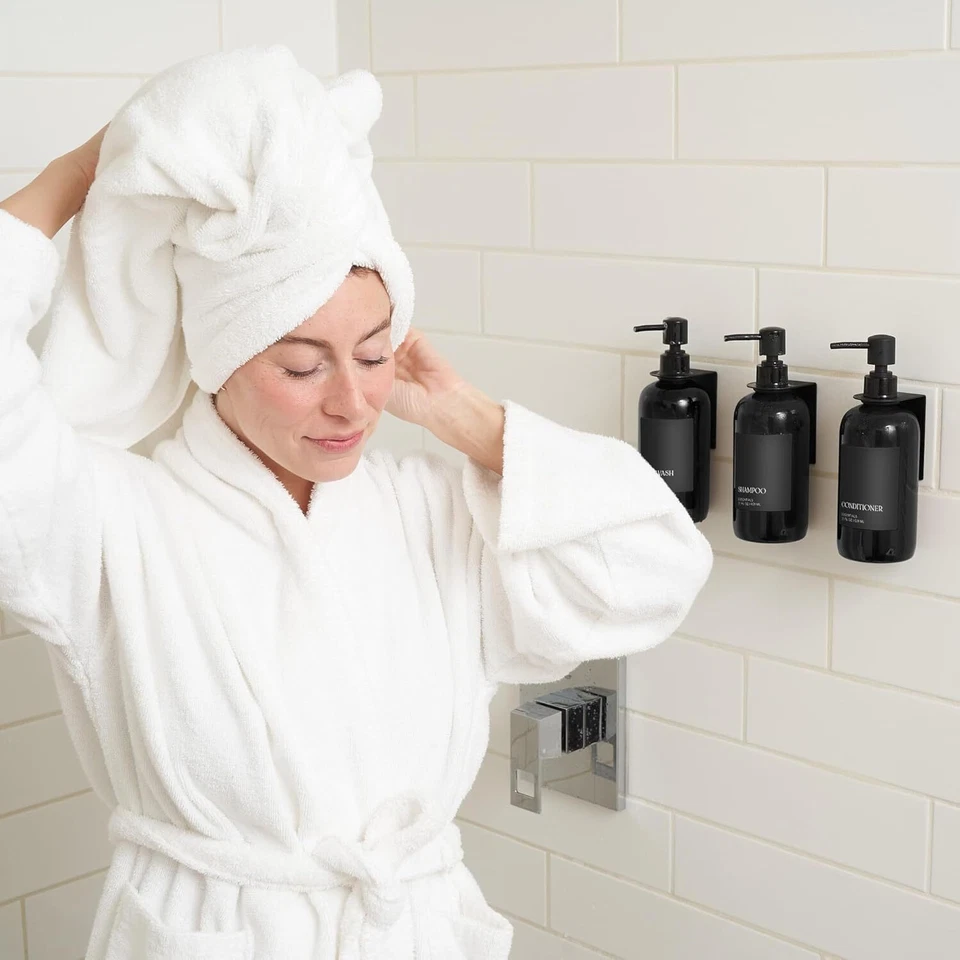 Shampoo and Conditioner Dispenser Set of 3 for Wall Mount-Shower Soap Bottles - Image 3 of 4