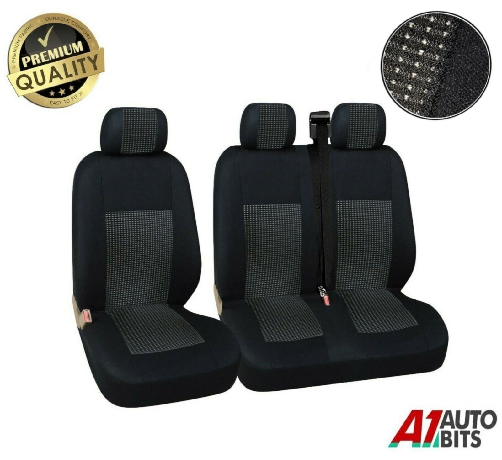2+1 Black Premium Fabric Seat Covers For Fiat Scudo Ducato New