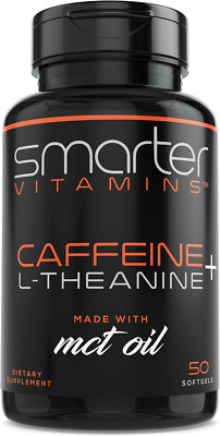 200mg Caffeine Pills MCT Oil L-Theanine Smooth Energy Focus Extended Release