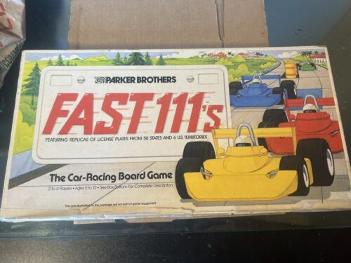 Vintage 1981 FAST 111'S Car Racing Parker Brothers Board Game Complete Taped Box - Afbeelding 1 van 6