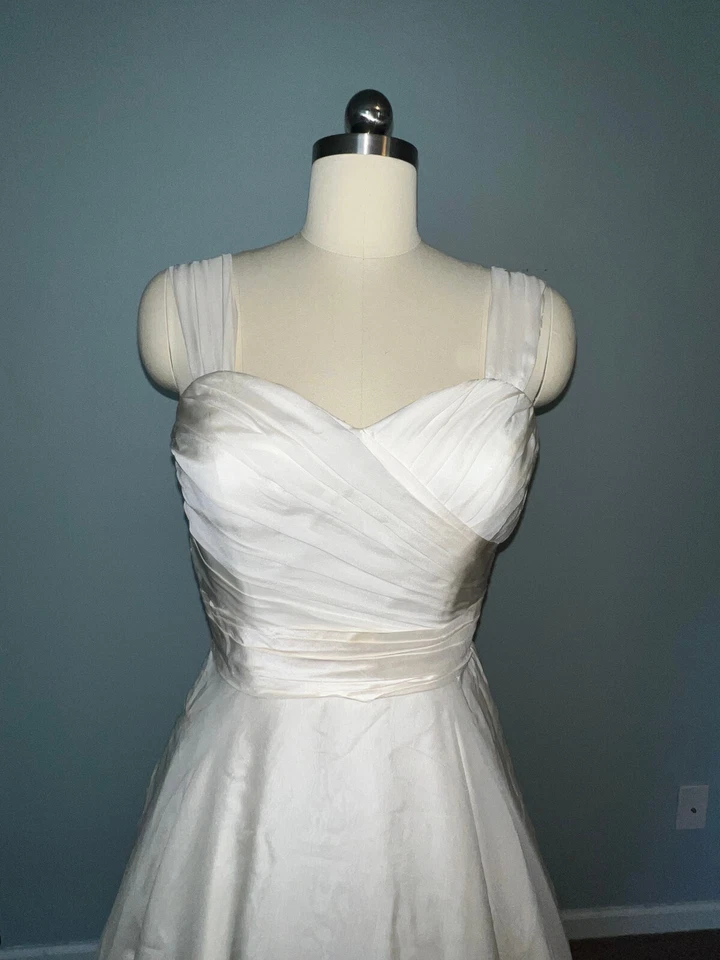 Justin Alexander NUEVO SIN USAR 6 - 8 Vestido de Novia Seda Gasa con Tren, Correas Foto 4 de 4