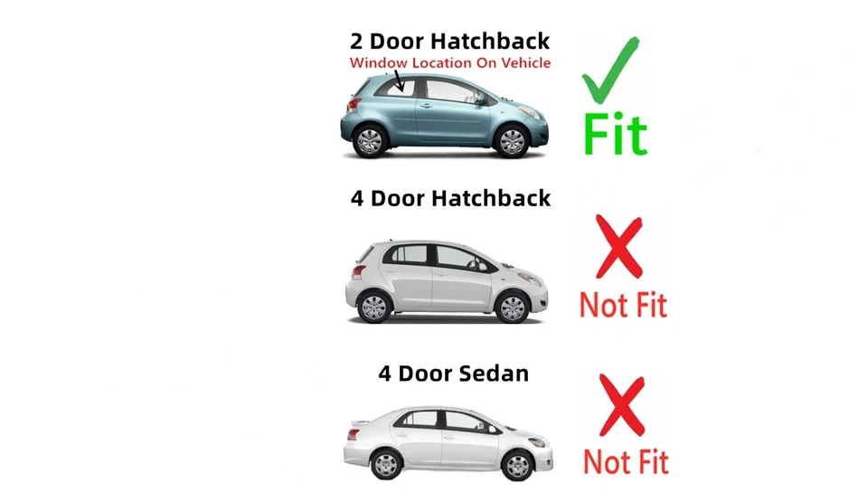 Fits 2006-2011 Toyota Yaris 2Dr Hatchback Passenger Right Quarter Glass Window Foto 3 de 4