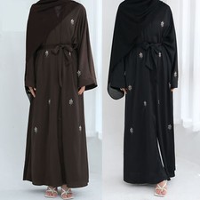 Islamic Women Open Cardigan Long Maxi Dress Turkey Dubai Moroccan Dresses Robes