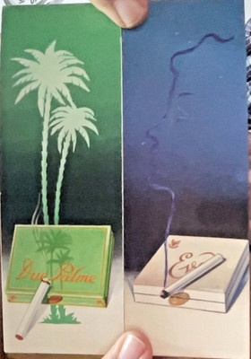 MACEDONIA GOLD EVA STOP TWO PALMS CIGARETTE BOOKMARKS 1950s-1575