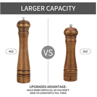 Oak Wood Pepper Grinder - 10'' Salt Mill