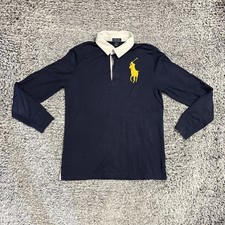 Polo Ralph Lauren Shirt Youth Large Blue Long Sleeve Big Pony Rugby Embroidered