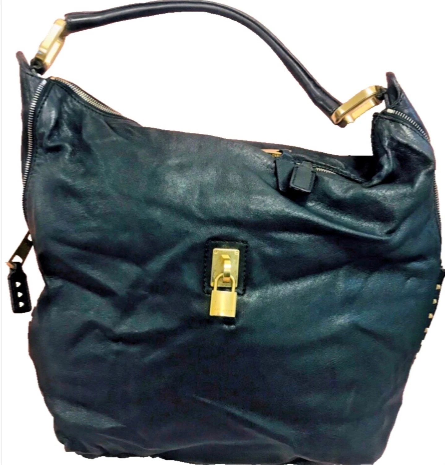 Marc Jacobs Studded Black Leather Large Tote Hobo Bag