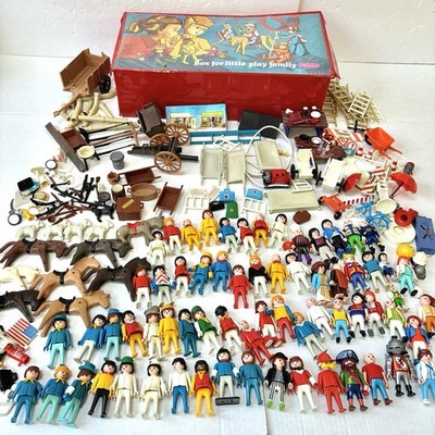 BiG Vintage Playmobil Lot Figures Accessories Animals Case Mix Year 1970s-2000s