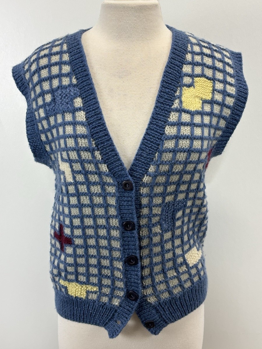 Vtg G. Morris & Co Wool Cardigan Sweater Vest Women's S Granny