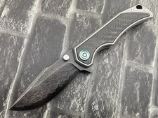 SixLeaf SL-89-Black Folding Knife Damascus-VG10 Blade Titanium/CF Handle Knife