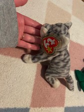 Ty Beanie Baby Silver the Cat 1999 Retired Plush Toy WITH TAG PROTECTOR