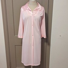 Vintage Vanity Fair Nightgown Robe Satin Front Button Lingerie Loungewear Medium