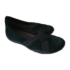 Black Suede Clarks Haley Jay Casual Slip On Womens Loafers Shoes Size 6.5 M