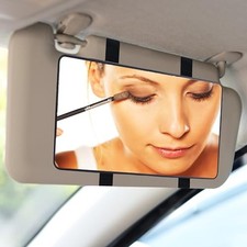 Car Sun Visor Mirror, Cosmetic Makeup Mirrors with Straps, HD Cars 1 PC Black