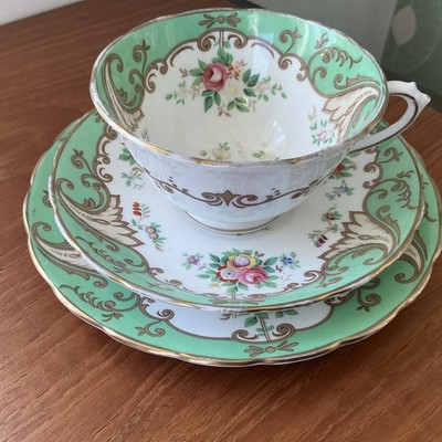 Vintage Plant Tuscan Blenheim grün Teetasse, Untertasse & Teller