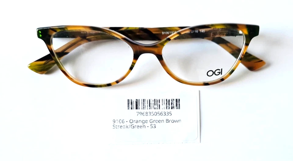 MARCOS DE GAFAS AUTÉNTICAS OGI Heritage 9106/1912 rayas naranja/verde 53-16-145 Foto 2 de 4