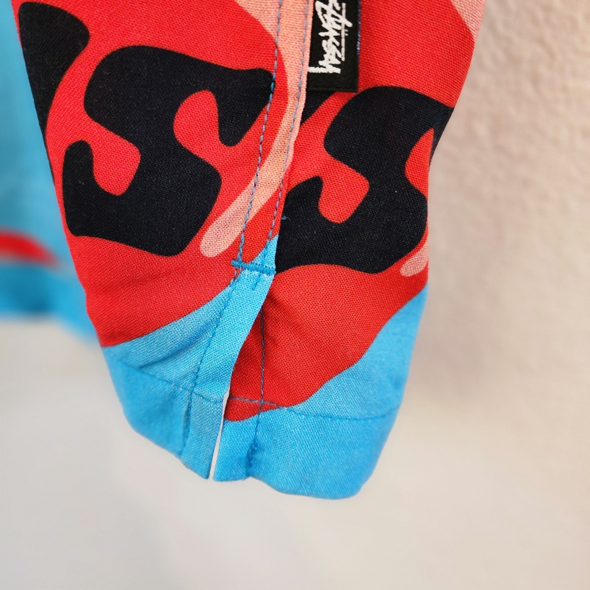 Stussy x CPFM Heart Short Slv Shirt Blue Red Collared Men L