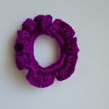 Handmade Purple Yarn Crochet Scrunchie for Girls