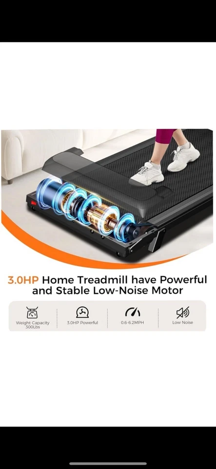 Treadmill with Incline, 3.0HP Small Treadmills for Home, Portable Electric Tread - Image 2 of 4