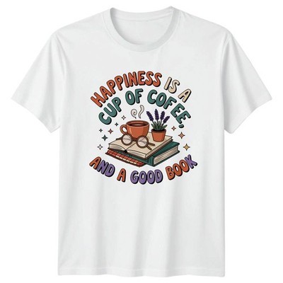 Glück ist eine Tasse Kaffee Ein gutes Buch Lesen Hobbys Herren Damen Grafik T-Shirt