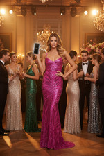 Spaghetti Strap Sequin Dress - Mermaid Maxi Party Gown