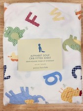 Pottery Barn Kids Alphabet Soup Crib Sheet Cotton Flannel NOS Animals ABCs