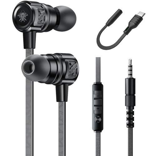 Gaming Earbuds Wired, USB C & 3.5mm Dual Plug in Ear Headphones with Mic and ...