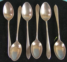 Lot 6 Engraved 5.5" Antique Sterling Demitasse Spoons 90.4g Frank W. Smith (K)