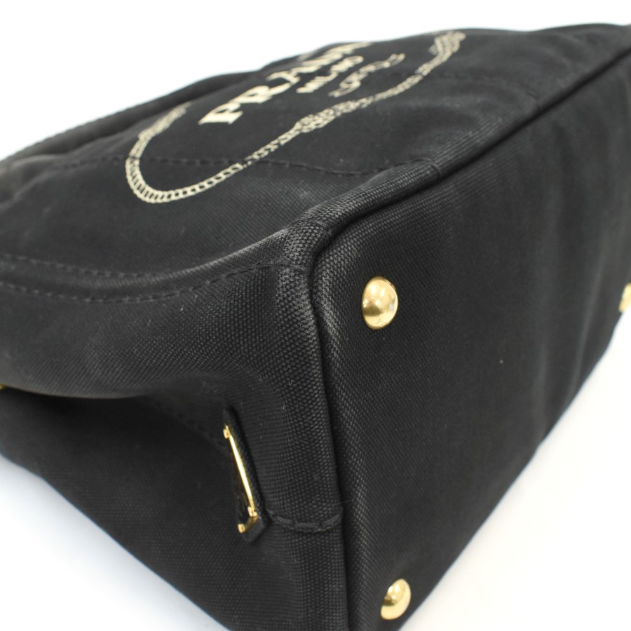 Prada Canapa Tote Bag 2way Shoulder Bag 1BG439 Canvas Black Triangle Logo PRADA thumbnail 5