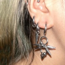 Goth Spike Hoop Earrings   Silver Tone Neo-Gothic Jewelry for Women