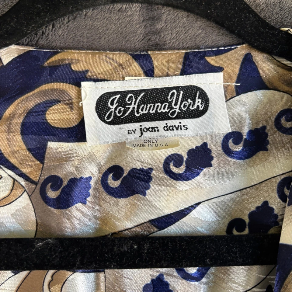 JoHanna York Joan Davis Blazer Size 18 Gold Blue White Paisley Pattern Jacket - Image 3 of 4