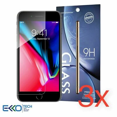 3x Echt Schutzglas Panzerfolie für iPhone 7 Plus / 8 Plus 9H Tempered Glass NEU