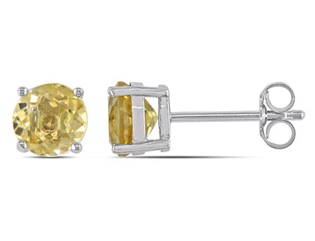 Aretes solitario de citrino Amour de plata de ley de 1 1/2 quilates TGW