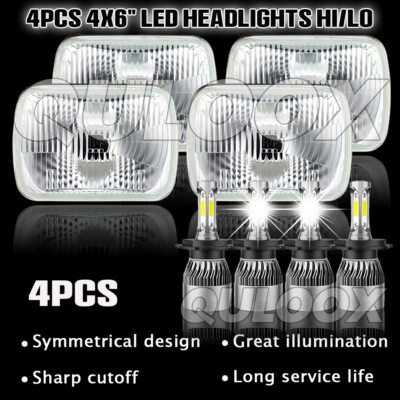 For Lincoln Town Car 1981-1989 4PCS 4X6'' LED Headlights High/Low Beam 6000k DOT