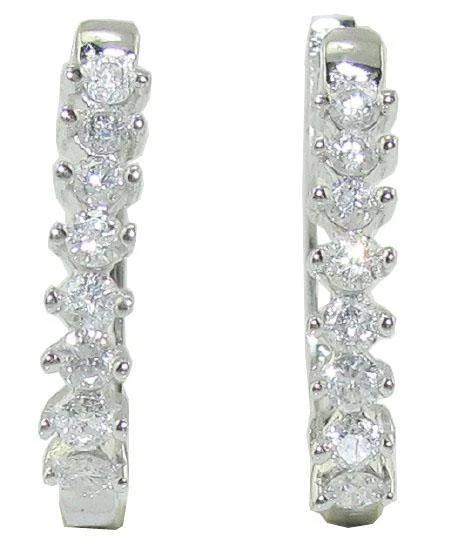 Lab Grown Diamond VS F 0.35Ct 10K White Yellow Rose Gold Hoop Earrings Prong Set - Image 3 of 4