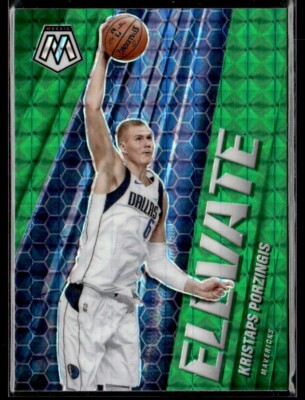2020-21 Panini Mosaic Kristaps Porzingis Green Mosaic Prizm Elevate #7 Mavericks