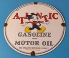 Vintage Atlantic Gasoline Sign - Service Station Gas Pump Porcelain Sign