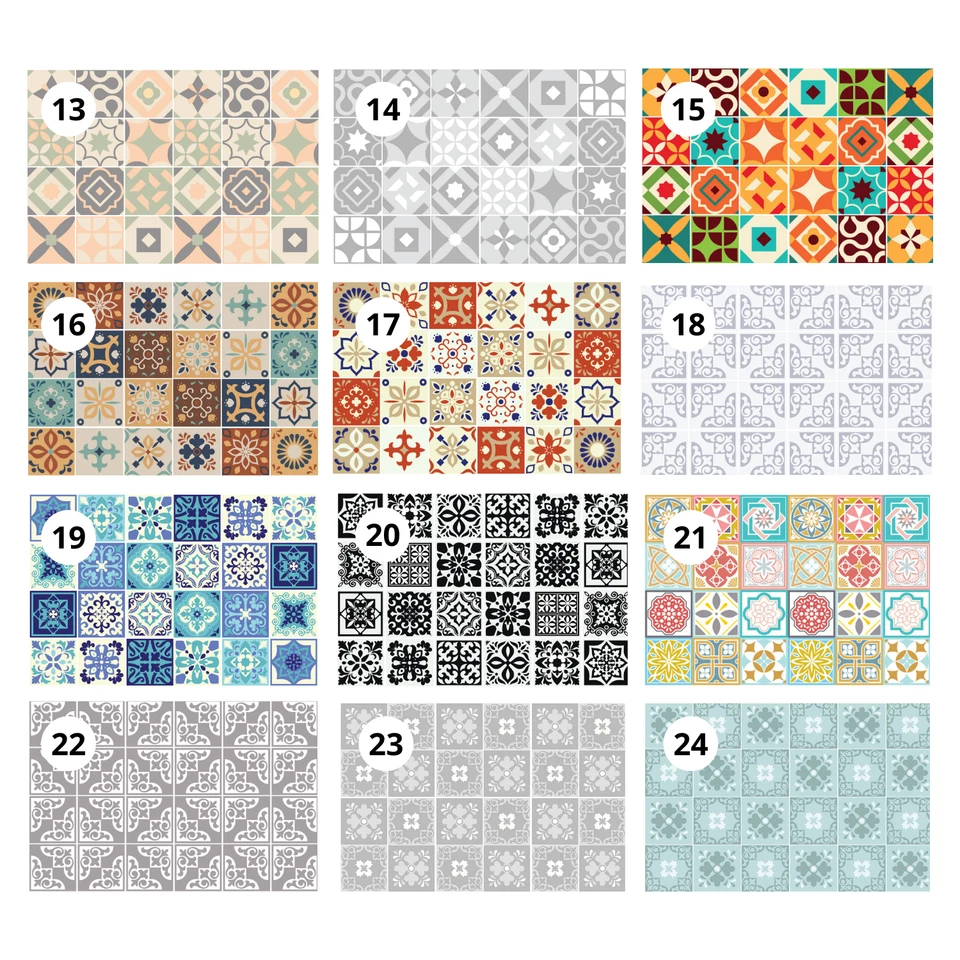 Tile Transfers Stickers Wall Vintage Mosaic Self-Adhesive Kitchen Peel and Stick - Image 2 of 4