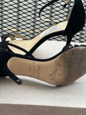Jimmy Choo Dinda 85 Black Heeled Open Toe Ankle Strap Jimmy Choo Dinda 85 Black Heeled Open Toe Ankle Strap