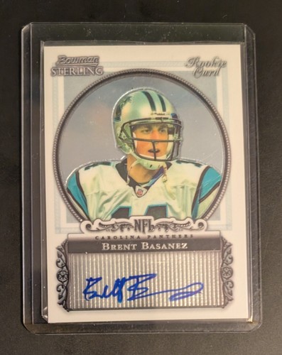 Brent Basanez 2006 Topps Bowman Sterling NFL Rookie Card Auto Carolina Panthers - 第 1/2 張圖片