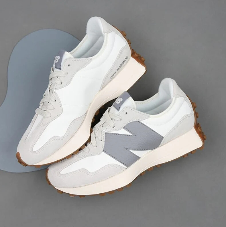 New Balance U327LT Moonbeam Shadow Grey  Leather  LOGO Unisex Athletic Shoes