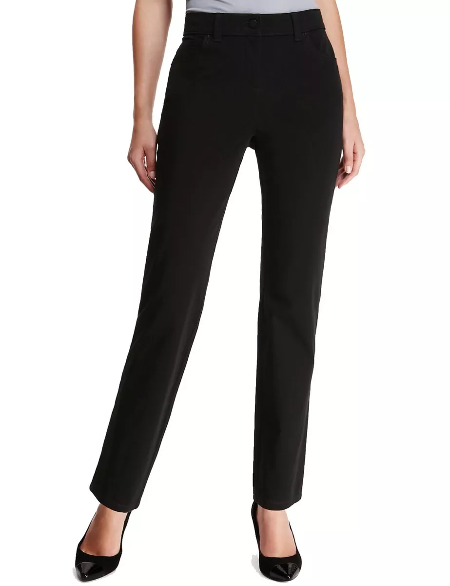 New Women M&S Black Jeans Cotton Rich Straight Leg Jeggings Size 8  Length-Medium