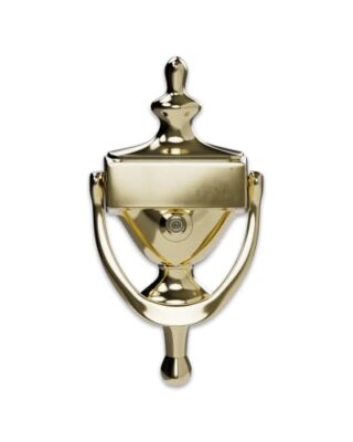 Bright Brass Door Knocker with Viewer, 7in, 1 Piece