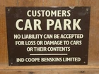 RARE OLD VINTAGE ORIGINAL ''CUSTOMER CAR PARK'' 'DAMAGE' PORCELAIN SIGN ANTIQUE