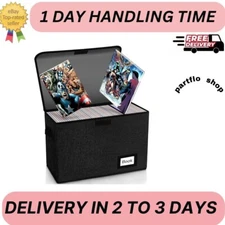 Book Storage Box Organizer Large Collapsible Leather Comic Books Container Boa