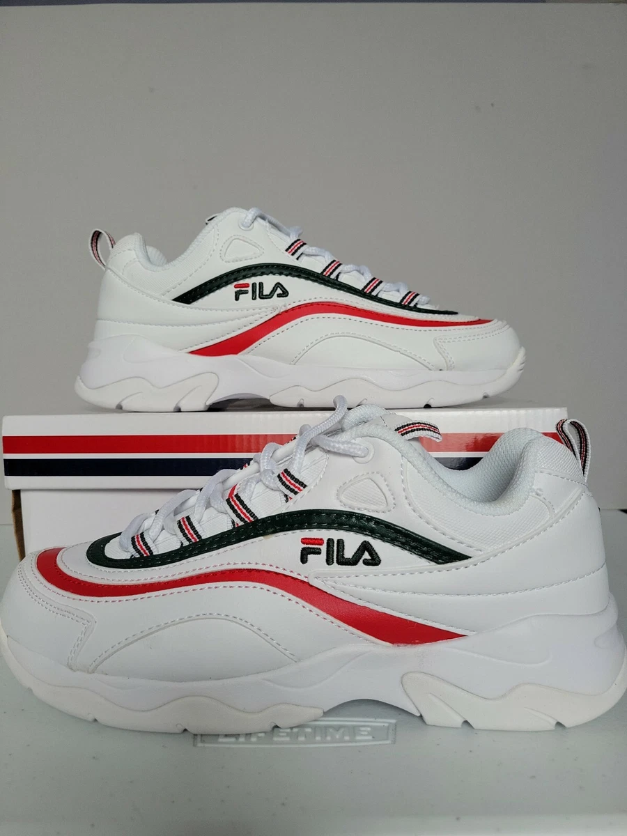 vinkel Udelukke Titicacasøen Fila Ray Lace Up Athletic Sneakers White/ Green/ Red Womens Size 8.5 New In  Box | eBay